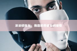 深圳侦探社：挽回即将破裂的爱情