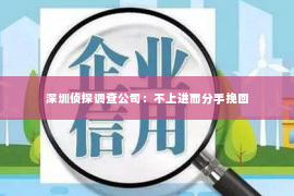 深圳侦探调查公司：不上进而分手挽回