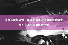 深圳市侦探公司：背叛之后是否还有机会修复关系？一本引人深思的小说