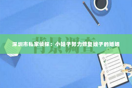 深圳市私家侦探：小姑子努力修复嫂子的婚姻