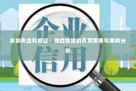 深圳市出轨取证：挽回婚姻的有效策略与案例分析