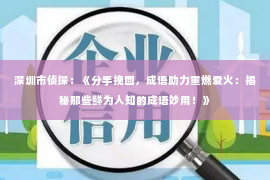 深圳市侦探：《分手挽回，成语助力重燃爱火：揭秘那些鲜为人知的成语妙用！》